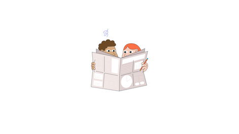 Illustration: Mann und Frau lesen Zeitung Illustration: Mann und Frau lesen Zeitung